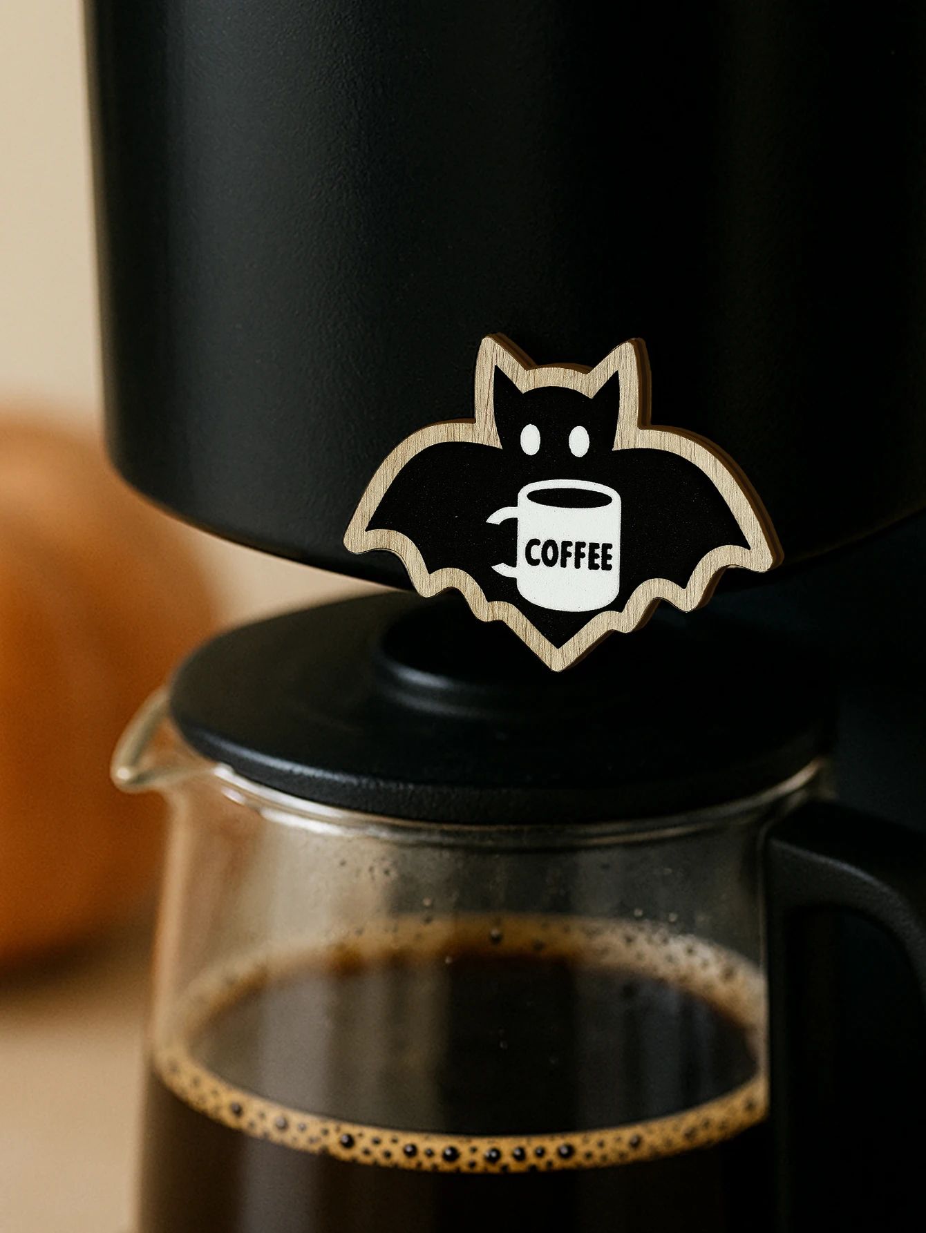 Wooden Halloween Bat Decor Sticker for Coffee Bar and Kitchen Styling
