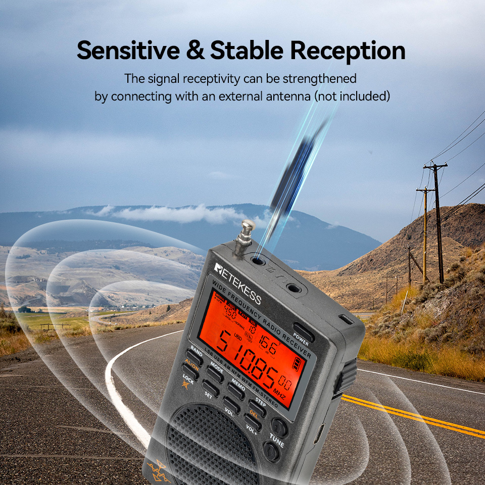 Portable Digital Shortwave Radio with Rechargeable Battery Multi Band FM and SSB for Outdoor Adventures