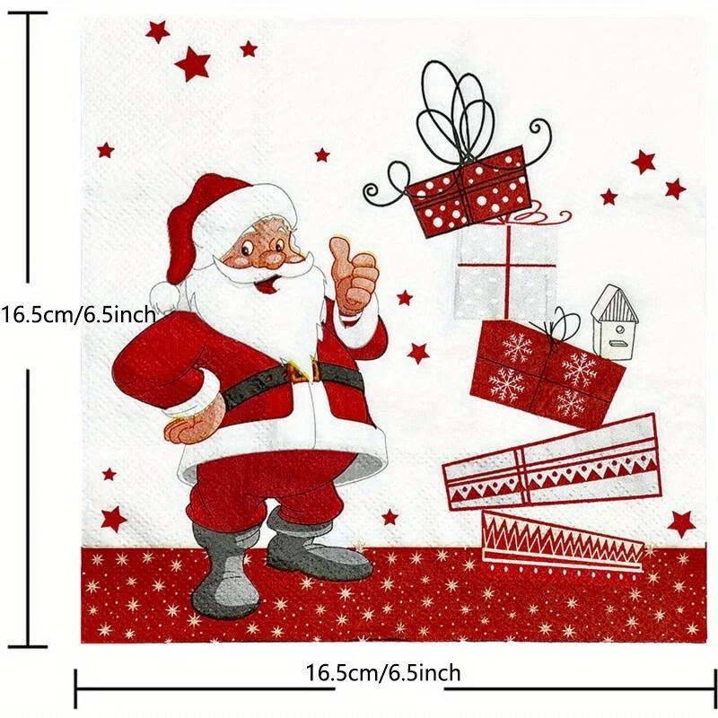 Christmas Party Napkins Santa Claus Holiday Table Decorations Disposable Dinner Napkins