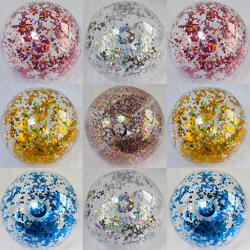 Sparkle Clear Glitter Beach Ball Inflatable Pool Toy for Summer Fun