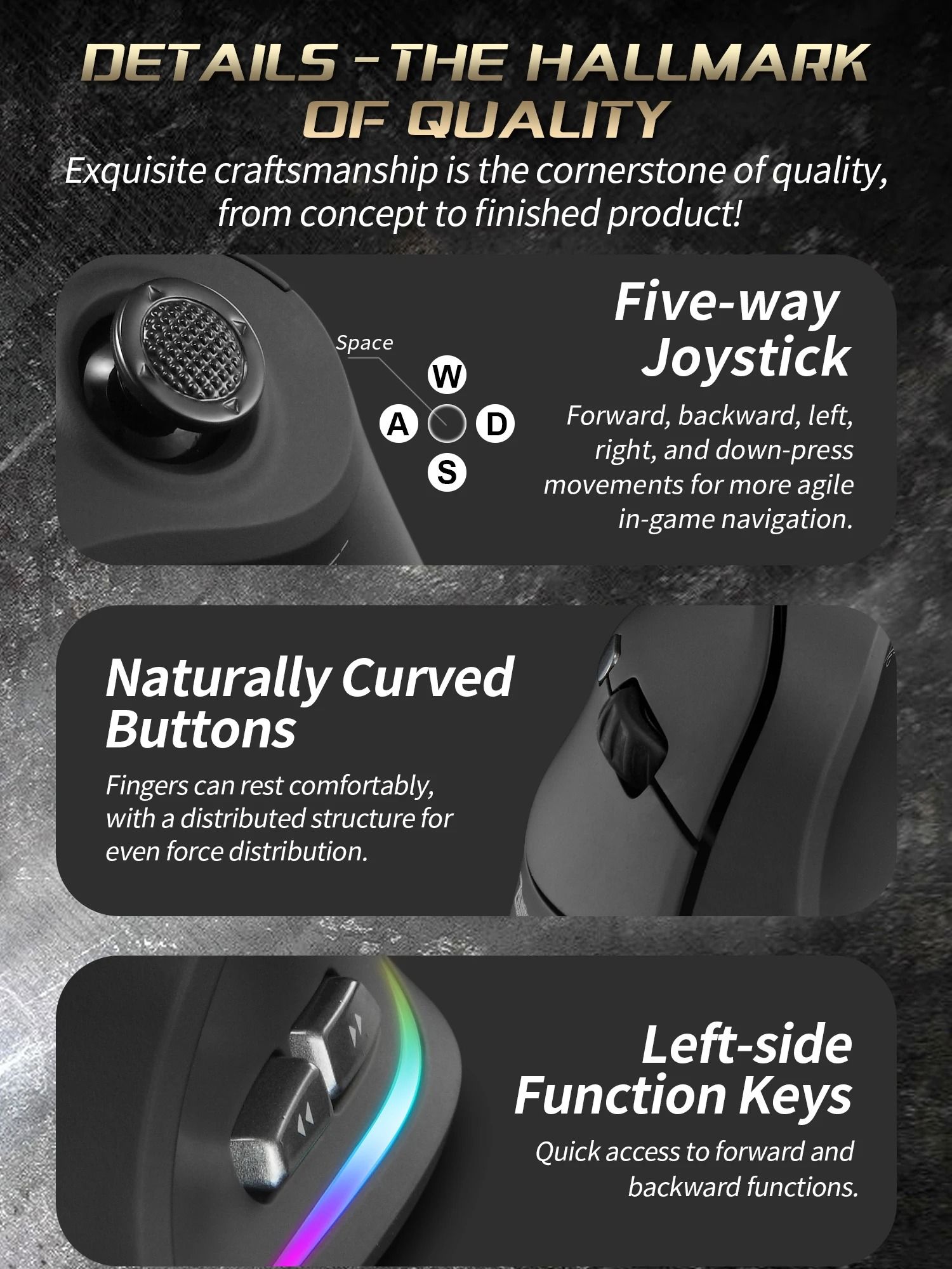 ZELOTES F18 Vertical Ergonomic Wireless Gaming Mouse with Bluetooth High DPI Control