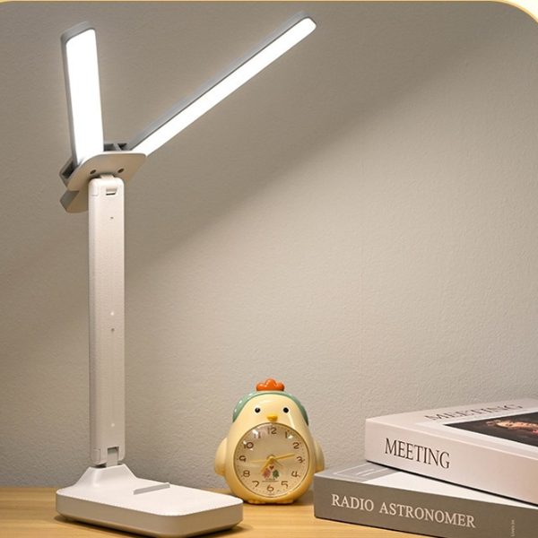 Foldable Dimmable Dual Head LED Desk Lamp, USB Rechargeable Battery, Night Light for Bedroom