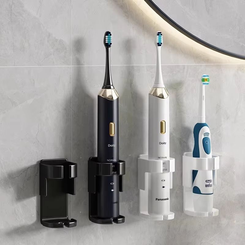 Wall Mounted Toothbrush Holder No-Drill Electric Toothbrush Organizer Space Saving Bathroom Storage Rack