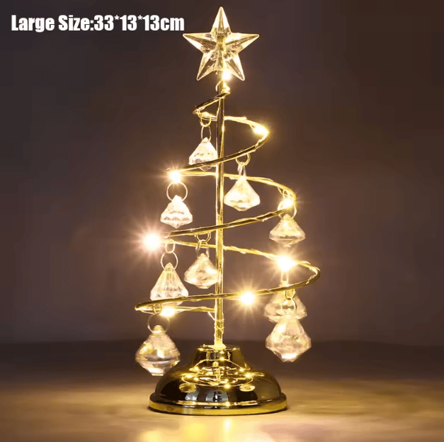 LED Crystal Christmas Tree Lamp – Decorative Iron Night Light with Warm Glow