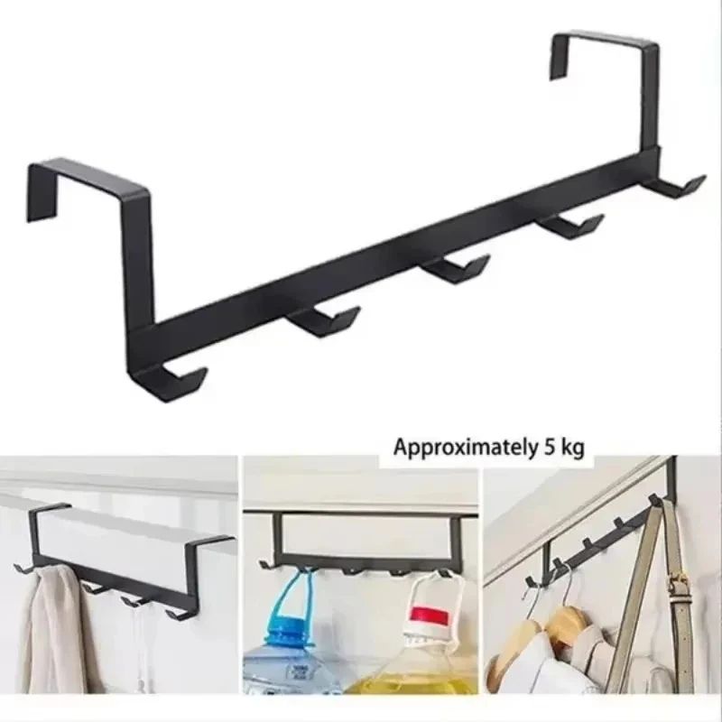 Over Door Hook Rack Space Saving Coat Hanger Five Hook Door Organizer