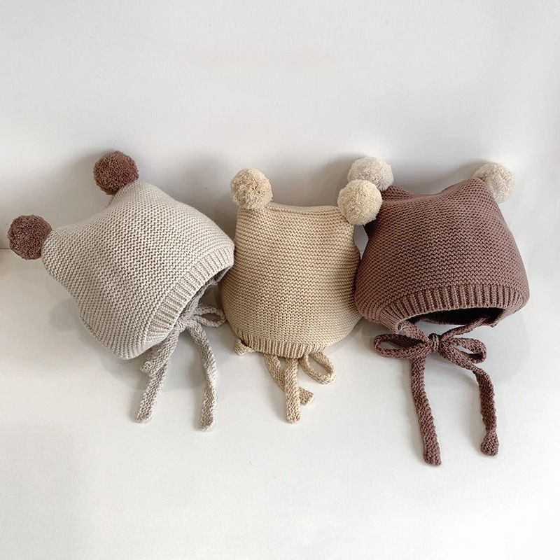 Korean Baby Ear Protection Hat Winter Warm Toddler Knitted Crochet Bonnet