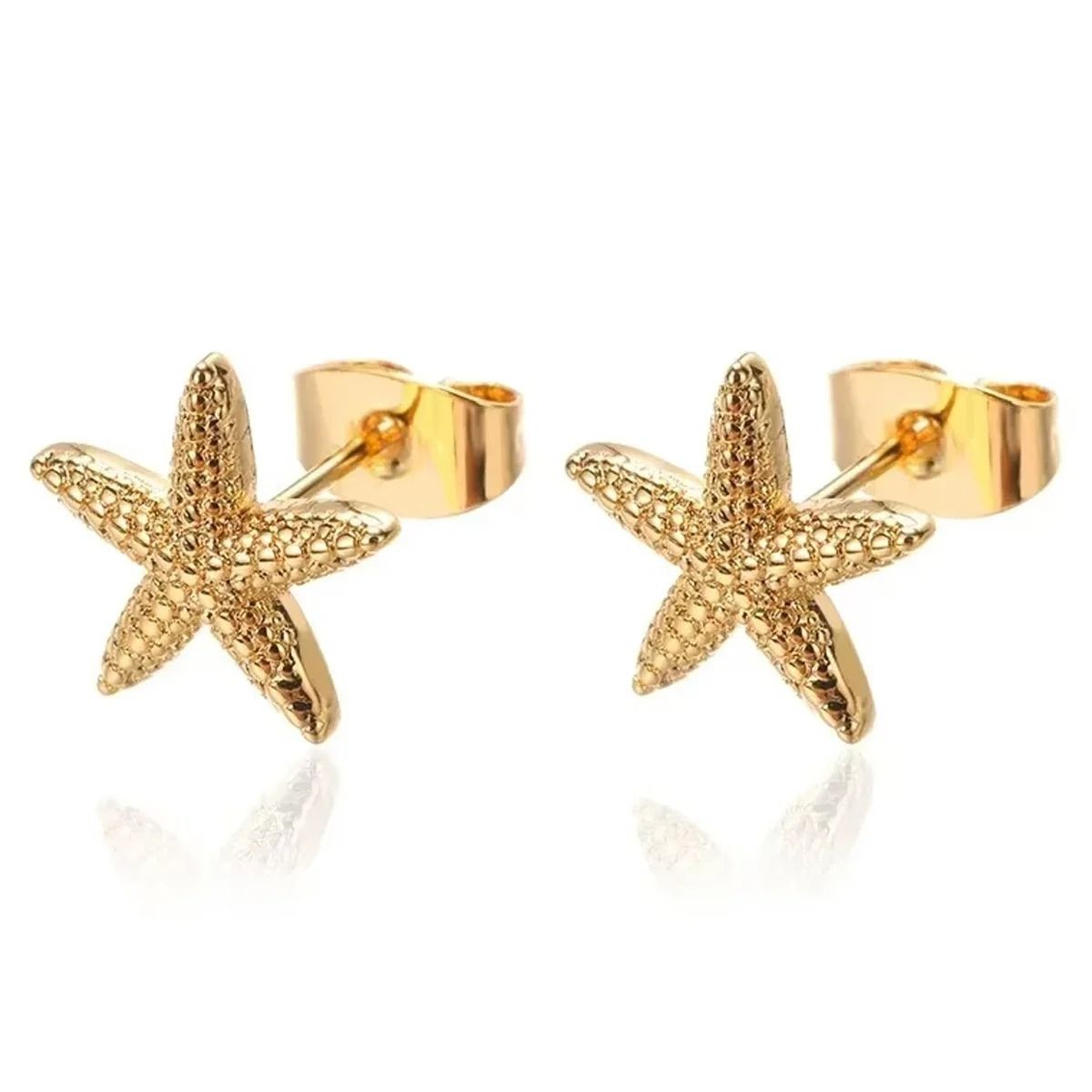 Vintage Summer Starfish Stainless Steel Stud Earrings for Women