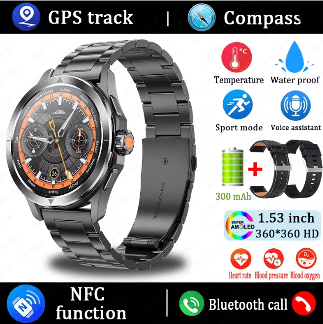 S4 Ultra GPS Smart Watch with AMOLED Display and Bluetooth Calling