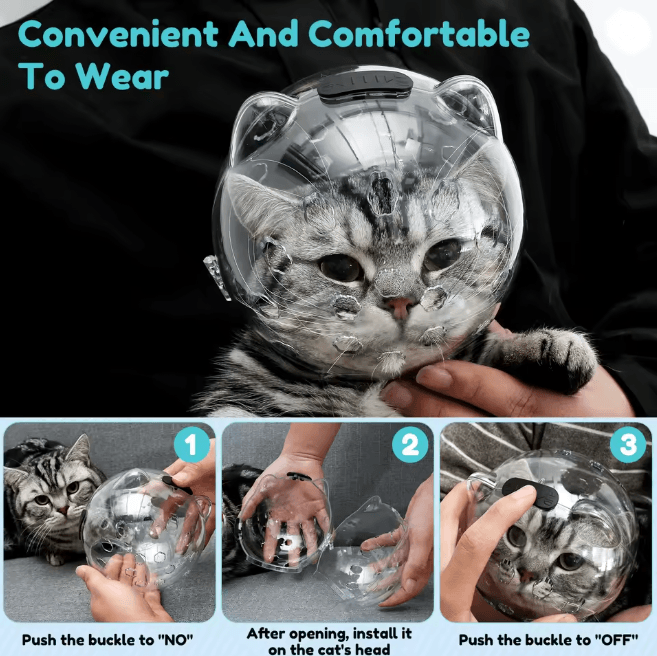 Transparent Cat Grooming Muzzle Anti Bite Protective Hood