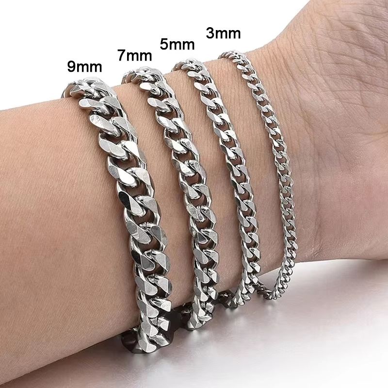 Trendy Stainless Steel Cuban Chain Bracelet for Men and Women