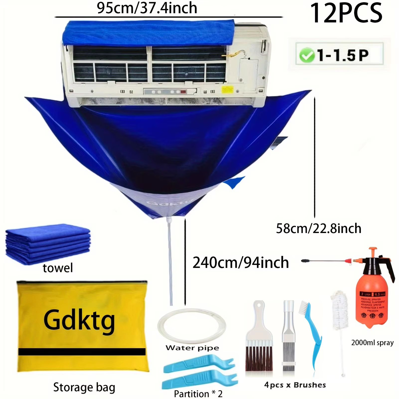 Air Conditioner Cleaning Cover Kit Waterproof Dust Protection & Cleaning Tools (5/7/10/11pcs)