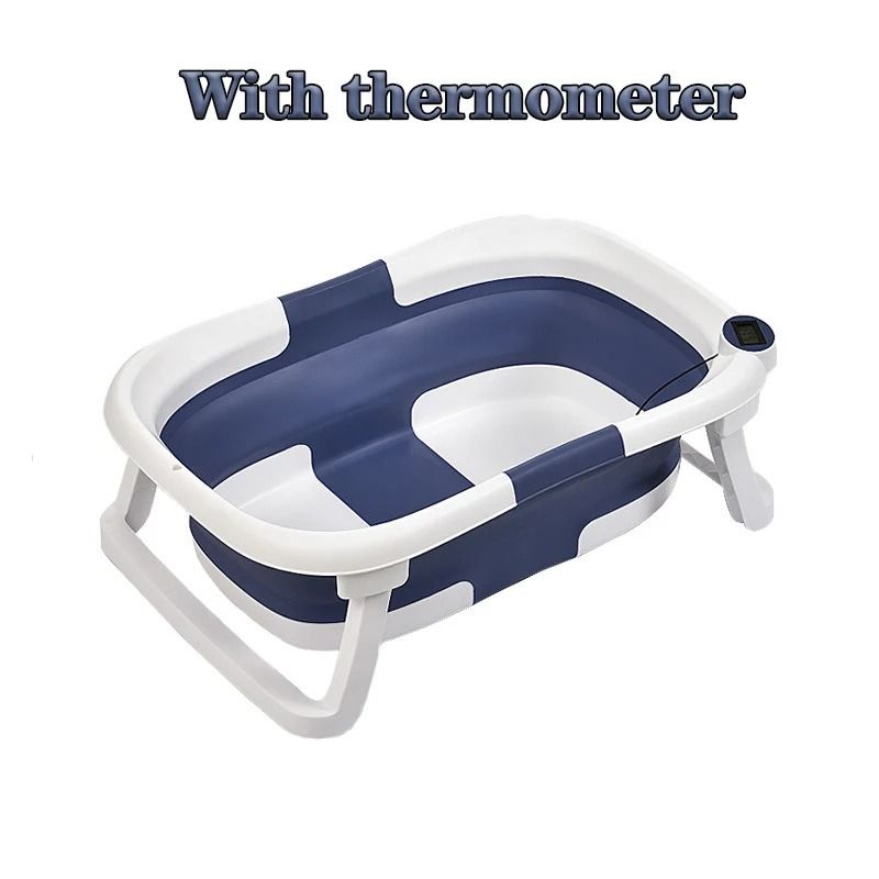 Smart Folding Baby Bath Tub with Real-Time Temperature Display and Non-Slip Mat