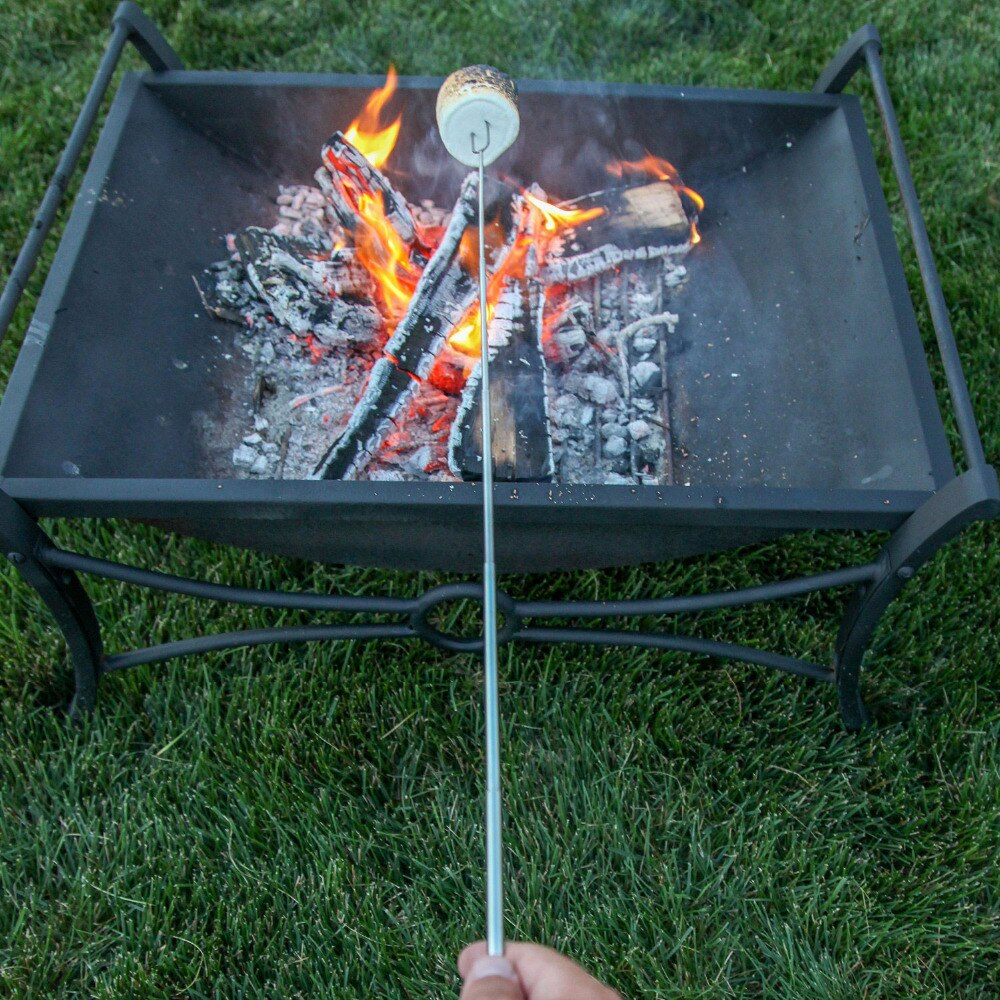 Extendable Stainless Steel Marshmallow Roasting Sticks With Wooden Handle, 8 Pcs