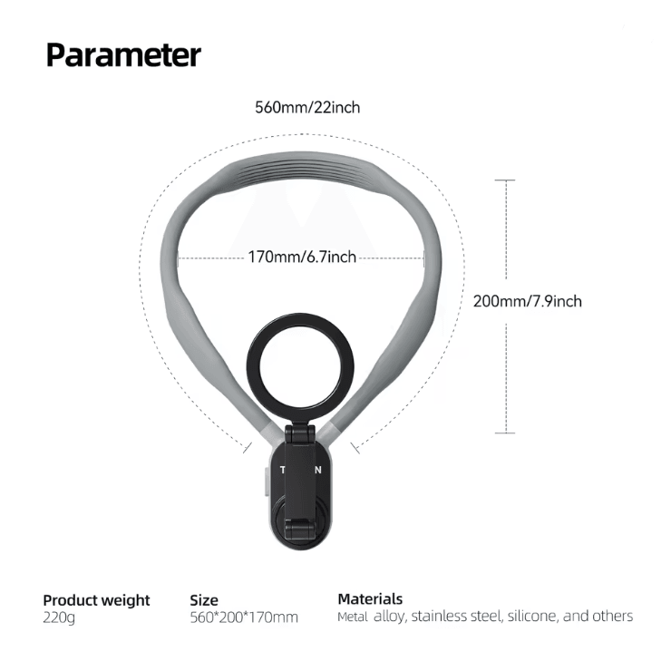 Magnetic Neck Phone Holder with Quick Release Silicone Mount