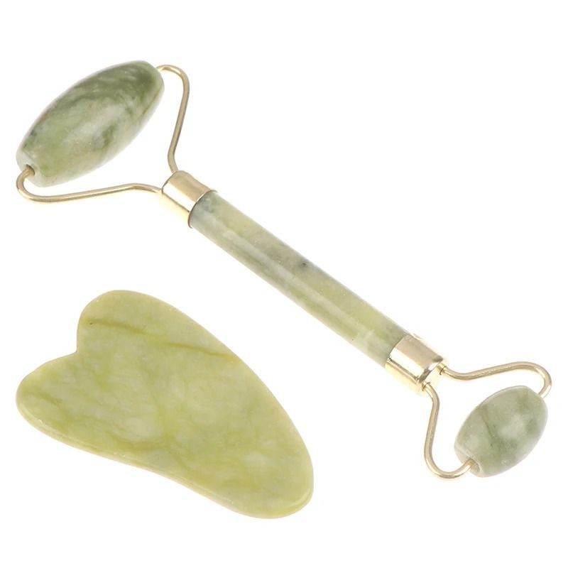 Natural Rose Jade Facial Roller and Gua Sha Set