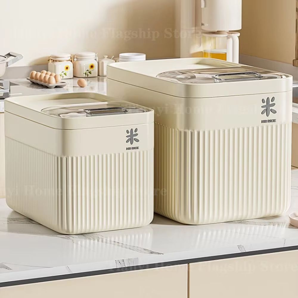 Airtight Rice Storage Container 5kg 10kg 15kg Kitchen Grain Organizer with Lid