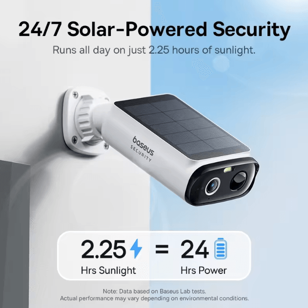 Baseus S1 Lite Solar Security Camera – 2K Wireless Outdoor Camera with AI Motion Detection & Color Night Vision