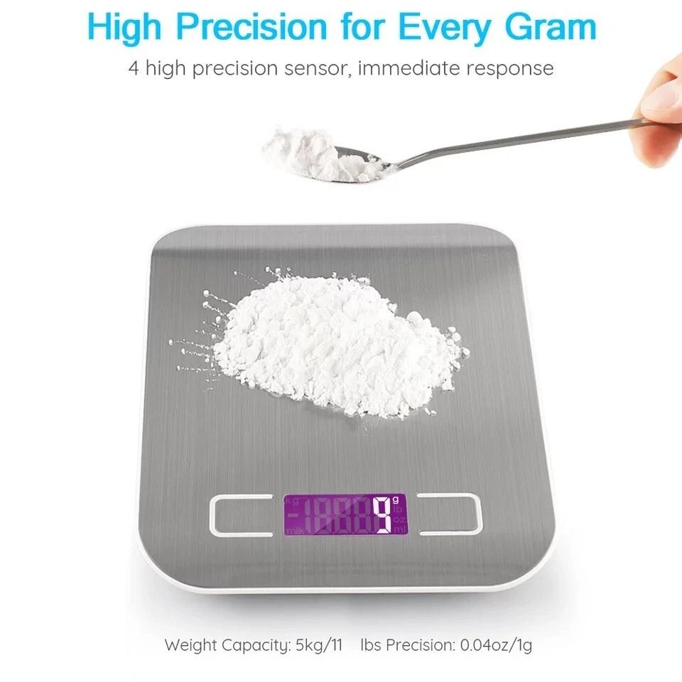 Digital Electronic Kitchen Food Postal Scale with Precision, Stainless Steel, Auto Zero & LCD Display