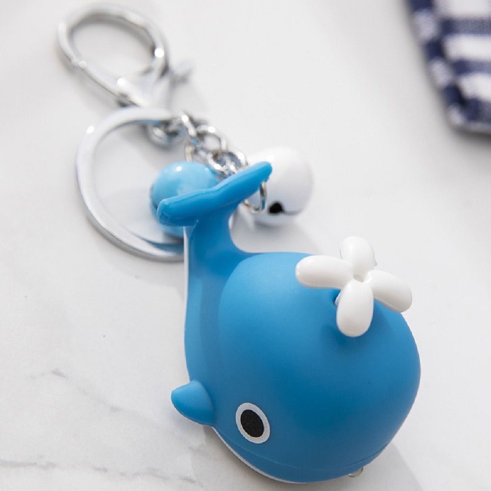 Creative Cute Sea Whale Keychain with Sounds and Light Cartoon Animal Keychain Gift