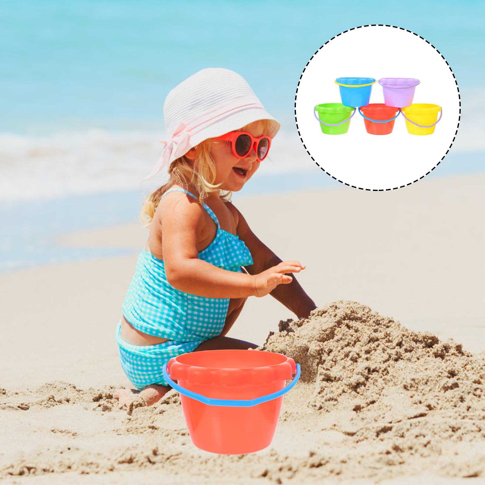 Silicone Beach Toy Set with Collapsible Bucket for Kids