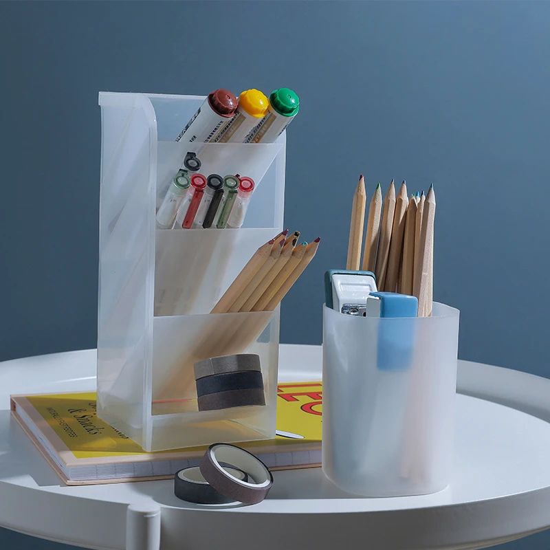 Matte Kawaii Large Capacity Desk Pen And Makeup Holder
