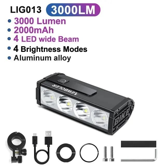 High Power Bicycle Front Light 10000 Lumen USB Rechargeable Waterproof Cycling Lamp