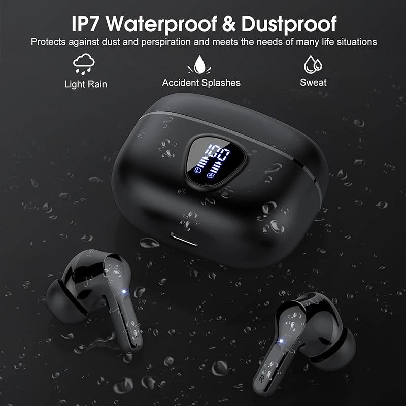 Wireless Earbuds with Noise Cancelling LED Display & Waterproof HiFi Stereo Sound Bluetooth Earphones