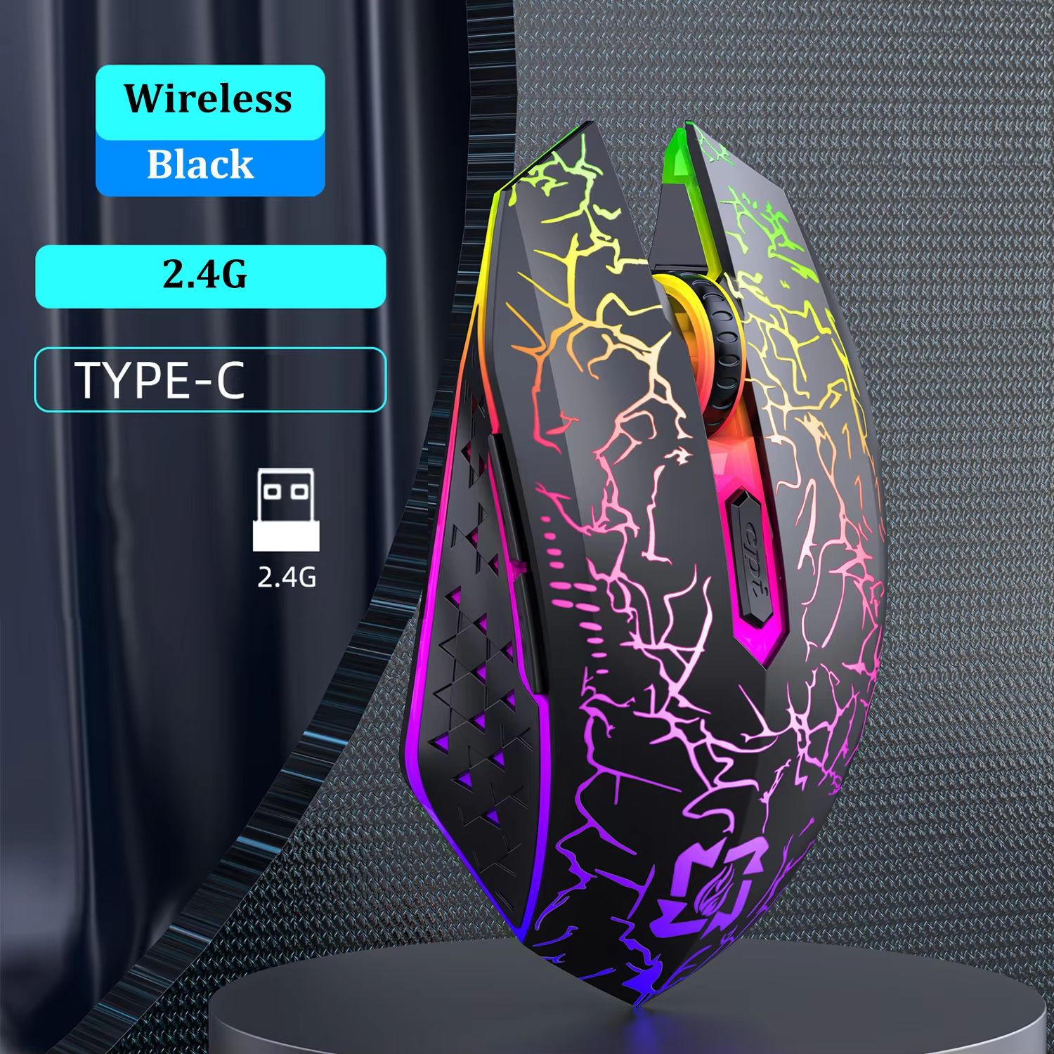 Bluetooth 5.2 Dual Mode RGB Wireless Gaming Mouse with Silent Click and Rechargeable Battery
