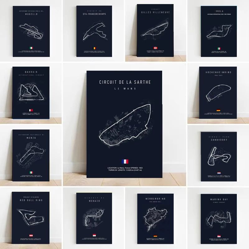 EverTrack F1 Race Track Canvas Wall Art Minimalist Motorsport Decor