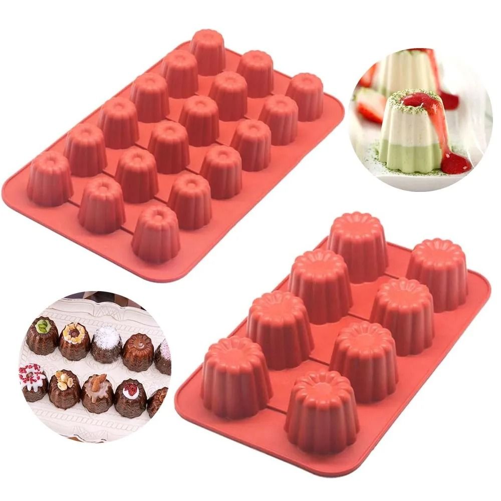 Silicone Canele Mold Mini Nonstick Cake Pan for Canneles, Mousse, and Muffins