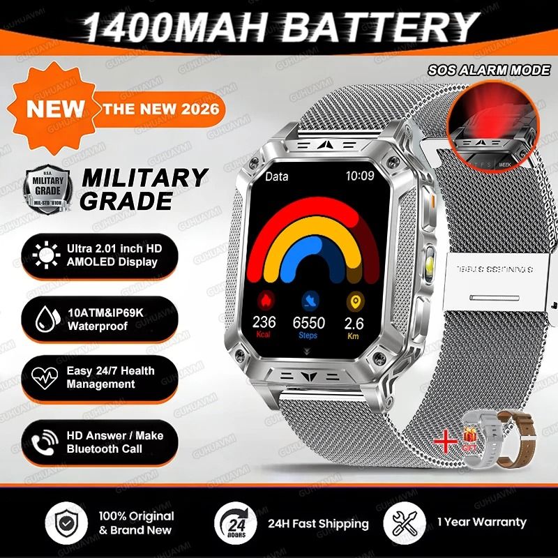 TANK Elite Military GPS Smartwatch | 1400mAh Battery & 2.01