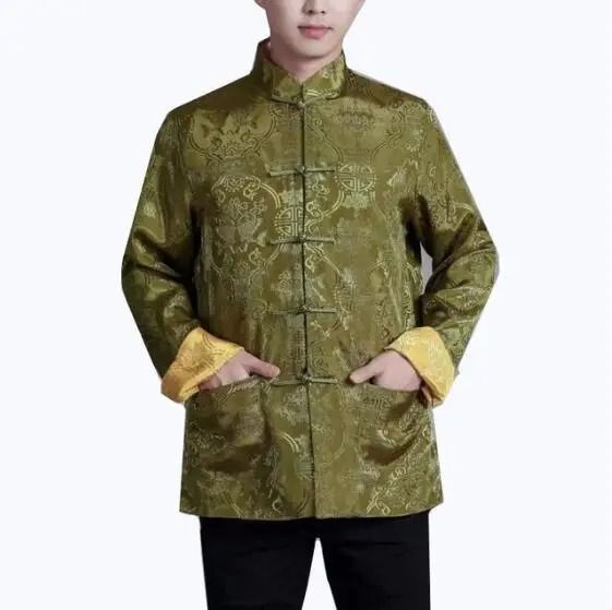 Mens Traditional Dragon Embroidered Tang Suit Jacket
