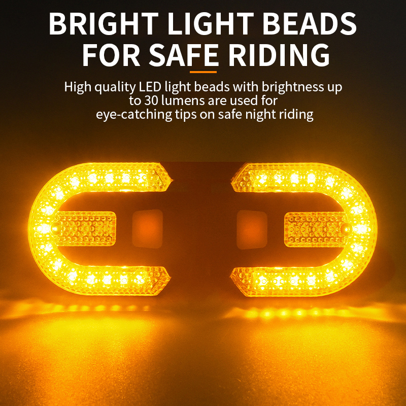 LED Bicycle Turn Signal Light, USB Rechargeable Rear Lamp, Wireless Bike Tail Light for Safety