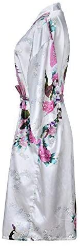 Bridesmaid Silk Satin Robe, Wedding Floral Bathrobe, Short Kimono Night Robe, Womens Fashion Dressing Gown