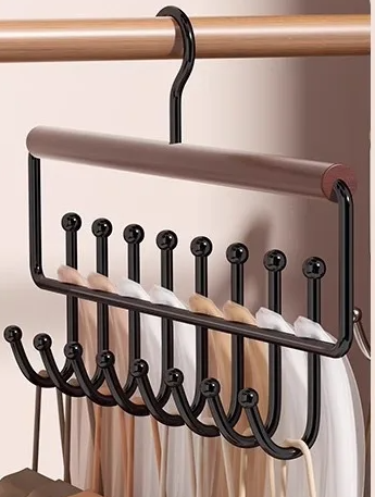 Wave Wardrobe Drying Rack Multifunctional Hanger Storage for Underwear Vest Solid Wood Hook for Home Use