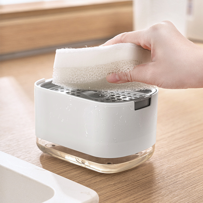 Automatic Soap Dispenser with Foam and Sponge Holder Kitchen & Bathroom Liquid Container