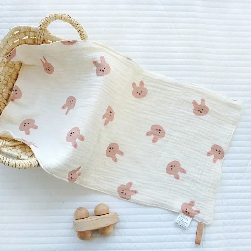 Soft Cotton Baby Face Towel Muslin Bear Newborn Burp Cloth Washcloth