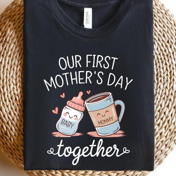 Our First Mother's Day Shirt New Mama Baby Matching Tee
