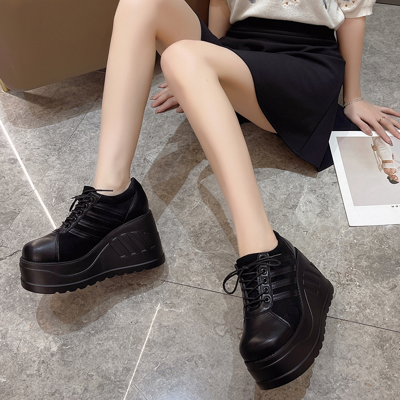 Big Size Black Design Female Goth Platform Fashion Cosplay Wedges, High Heels Women Pumps, Street Sneaker Shoes Woman