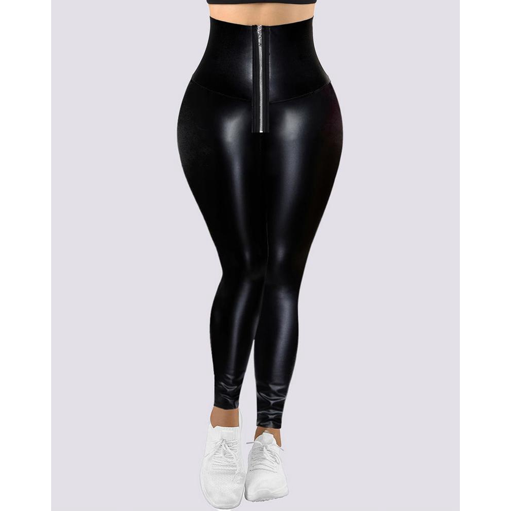 Faux Leather Leggings, High Waist Tummy Control, Butt Lift Pants, Streetwear, Skinny Trousers