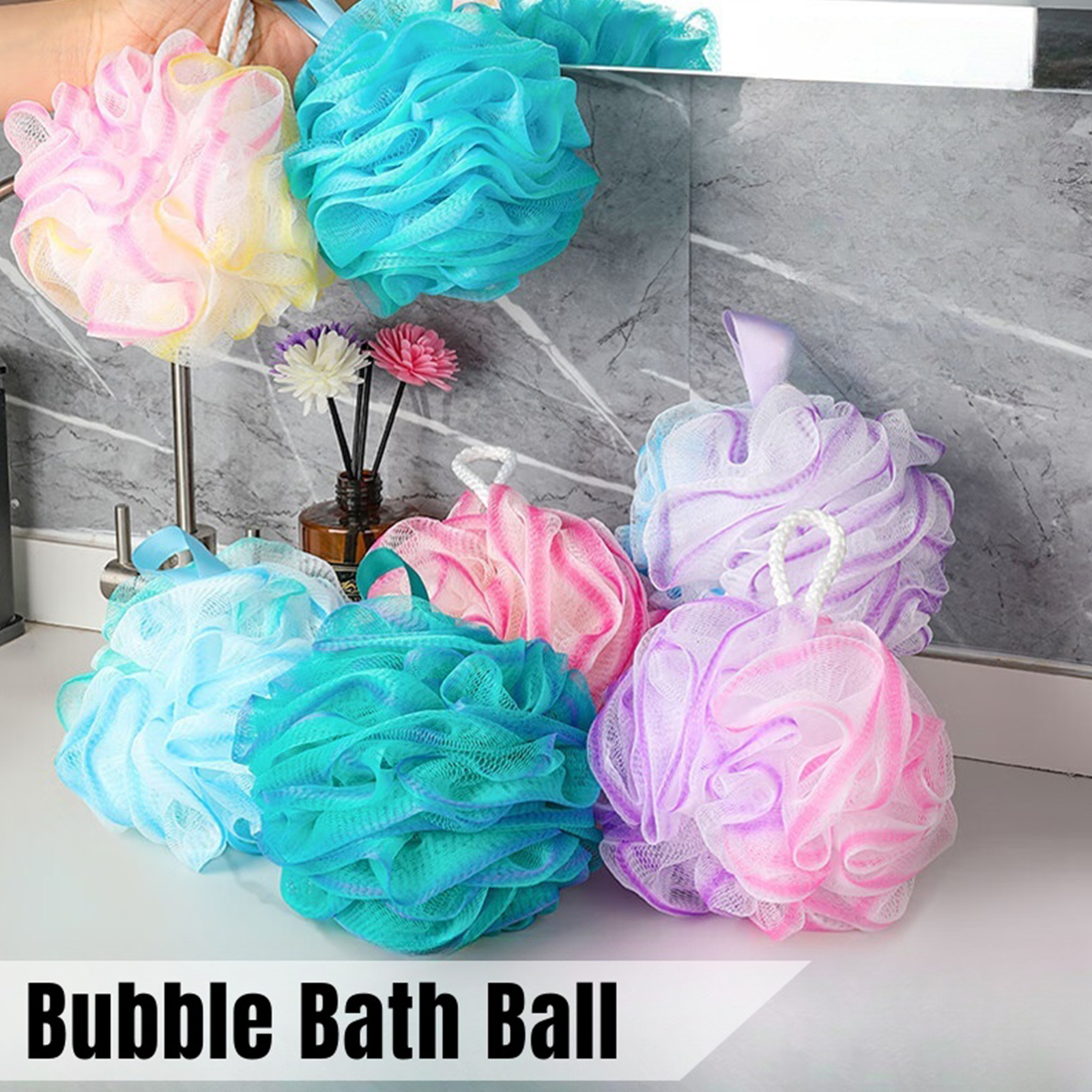 Exfoliating Bath Sponge Set, Soft Mesh Bath Loofah Shower Sponge Balls, Bathroom Supplies for Women Men, Gentle Body