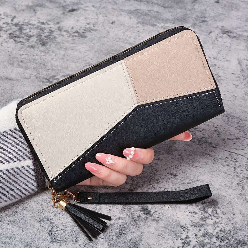 Fashion Zipper Wallets, Womens Long Purses, Handbags Coin Purse Cards Holder Leather Billfold Wallet