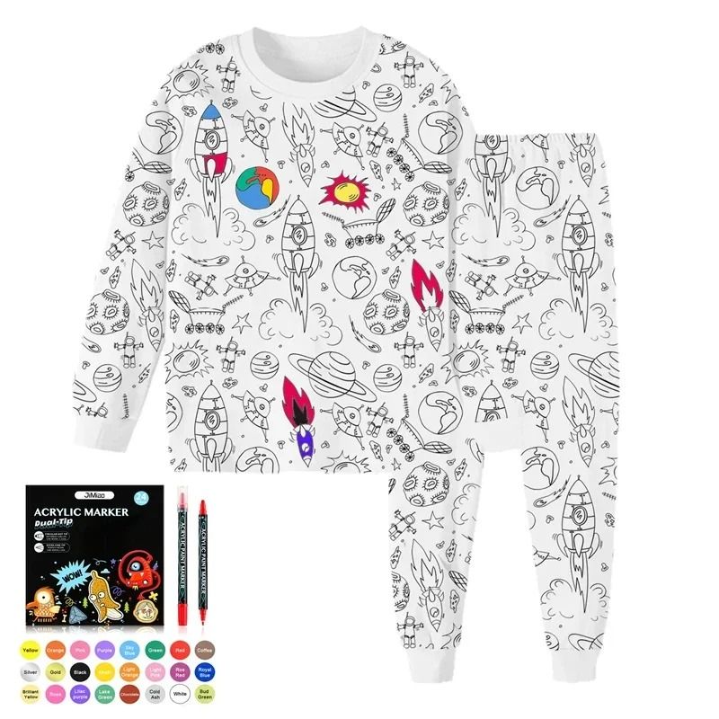 Colorable Pajama Set for Children DIY Coloring Kit