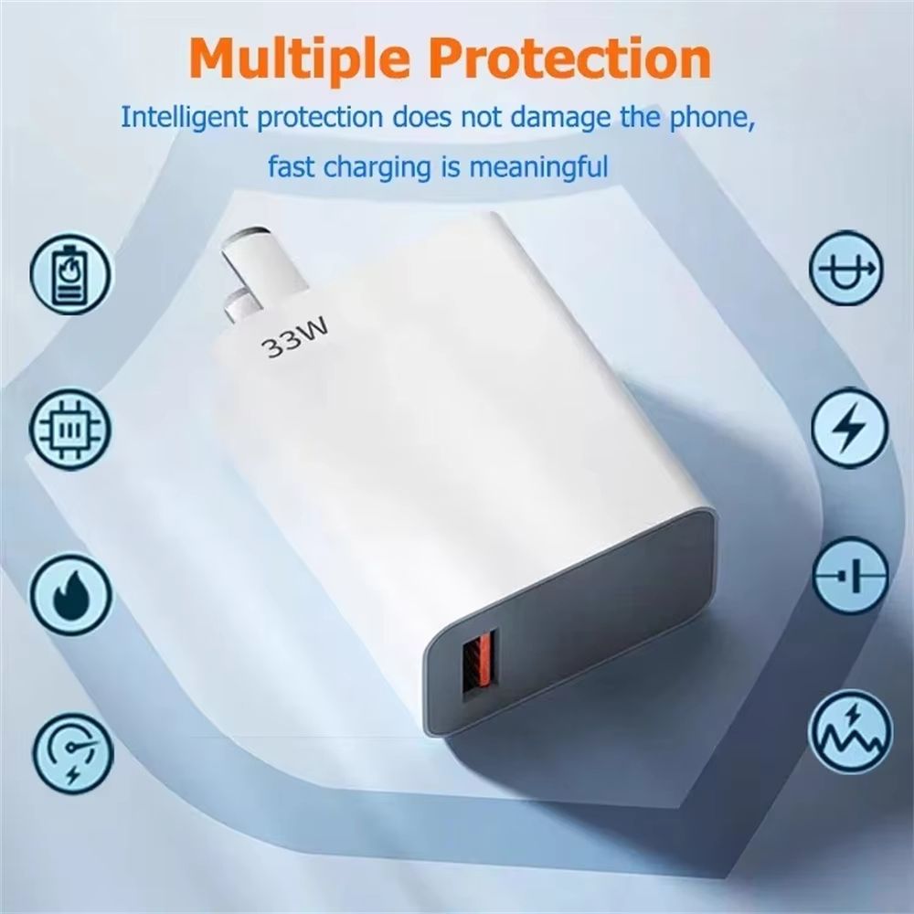 33W USB-C Fast Charger Wall Adapter with 6A Type-C Cable EU and US Plug Quick Charge Power Adapter for Smartphones