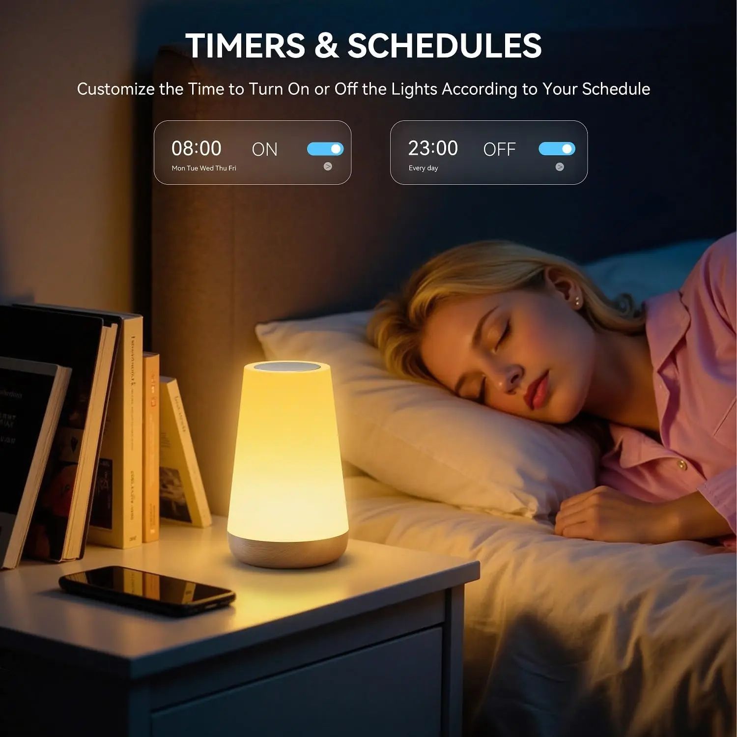 Tuya Smart WiFi RGB Bedside Lamp – App & Voice Control Ambient Night Light