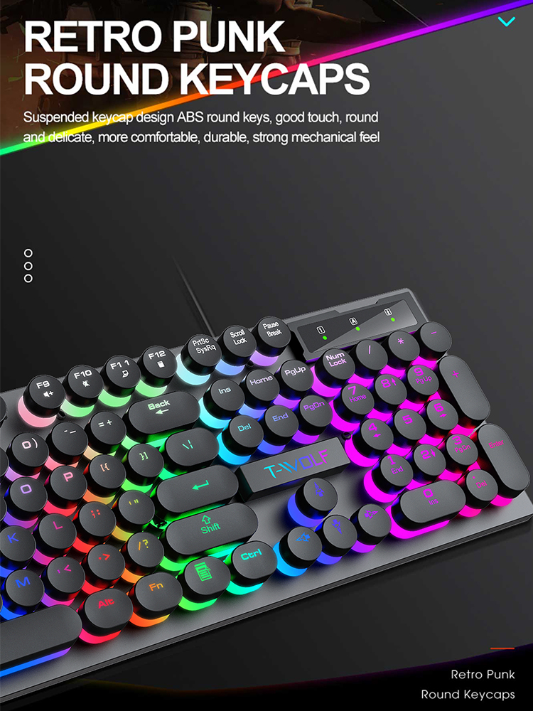 Illuminated Wired Keyboard, Shadow Mechanical Feeling Keyboard for Desktop, Laptop, and Esports Gaming