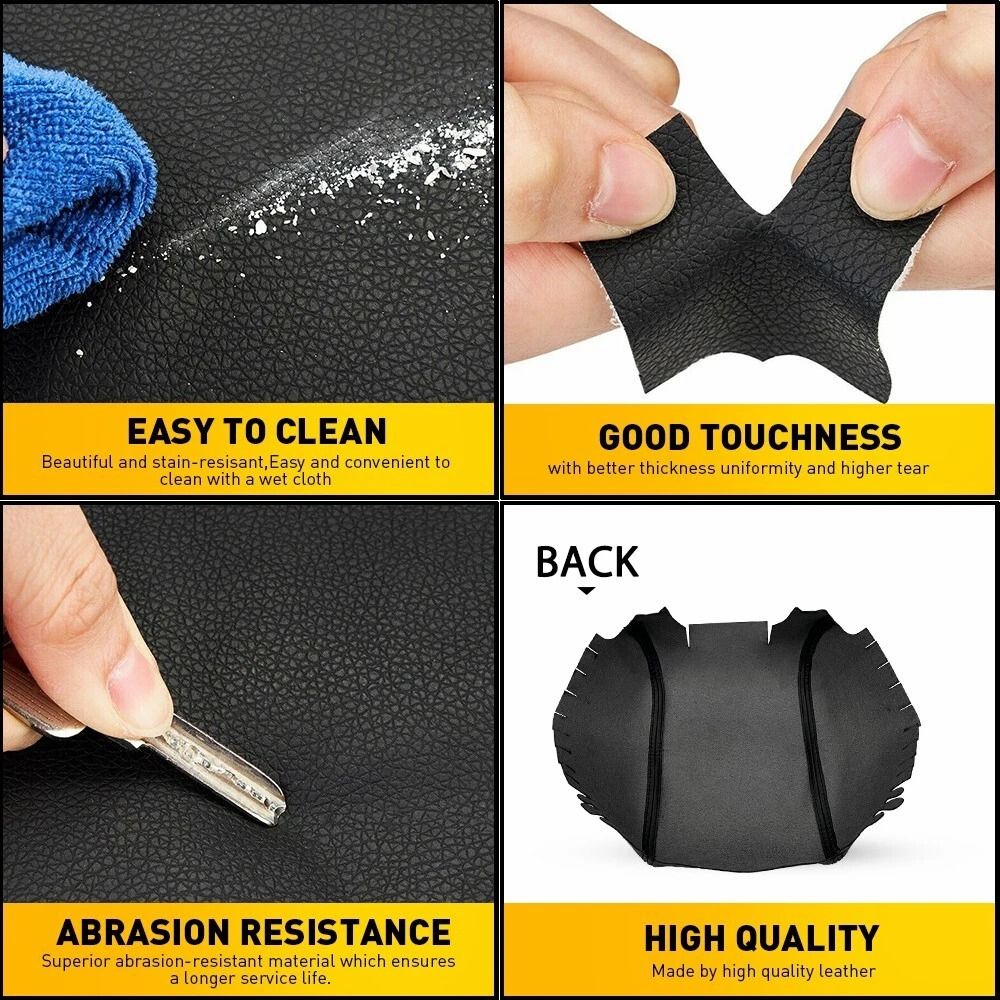 Stone Black Leather Center Console Lid Armrest Cover, Microfiber Leather, Waterproof, Durable