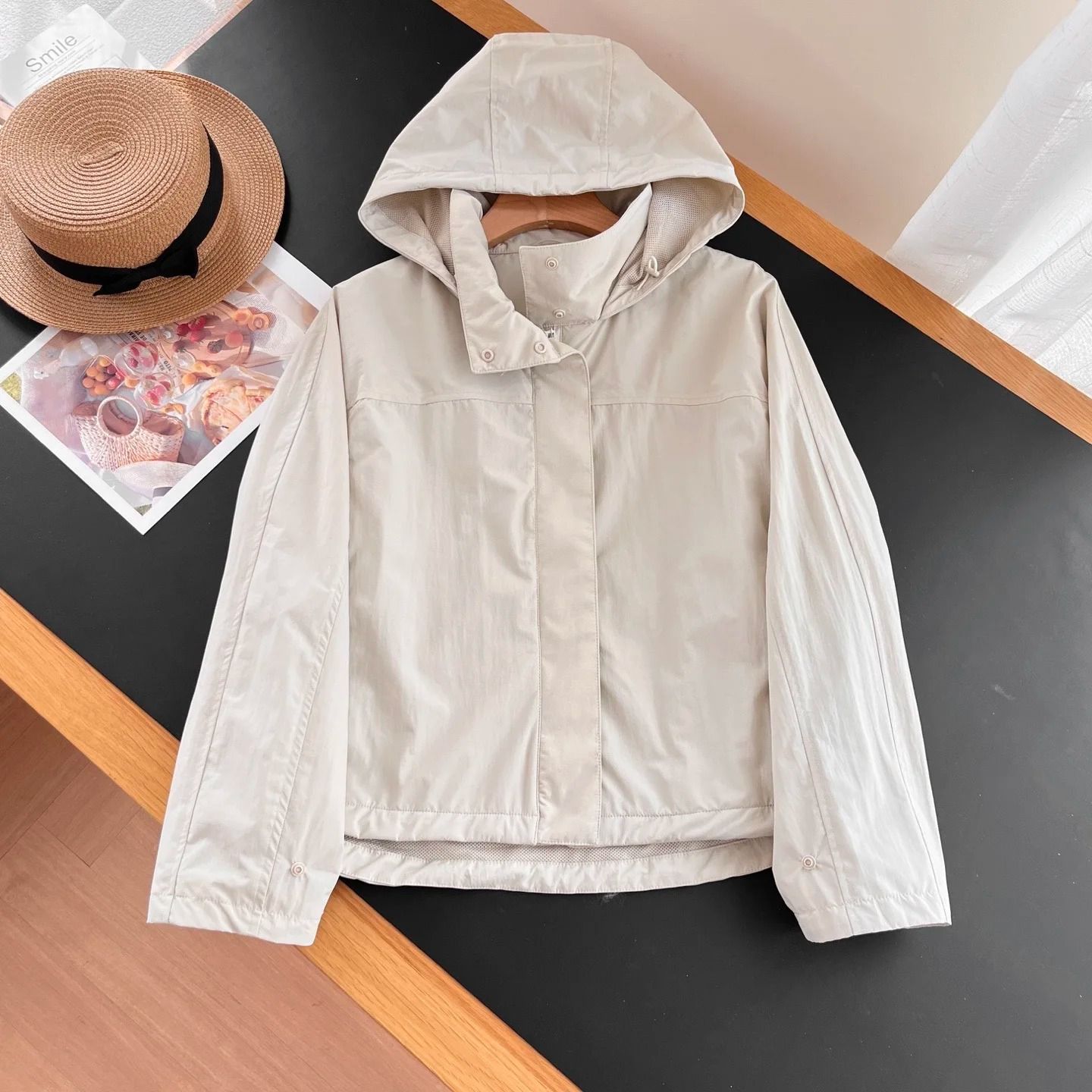 Windproof Stand Collar Jacket Hooded Lightweight Coat
