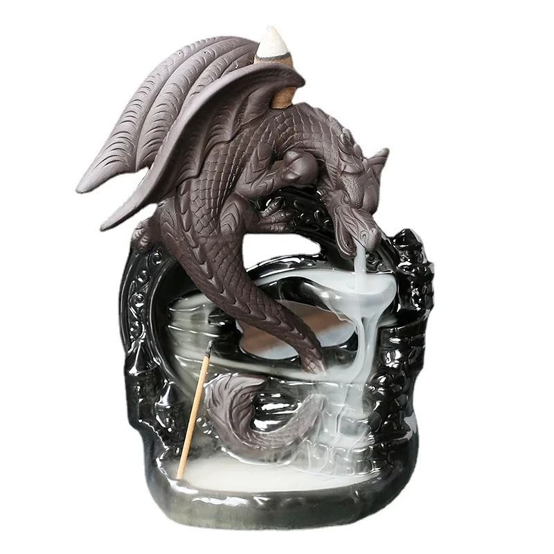 Ceramic Dragon Backflow Incense Burner Vintage Aromatherapy Tabletop Decor