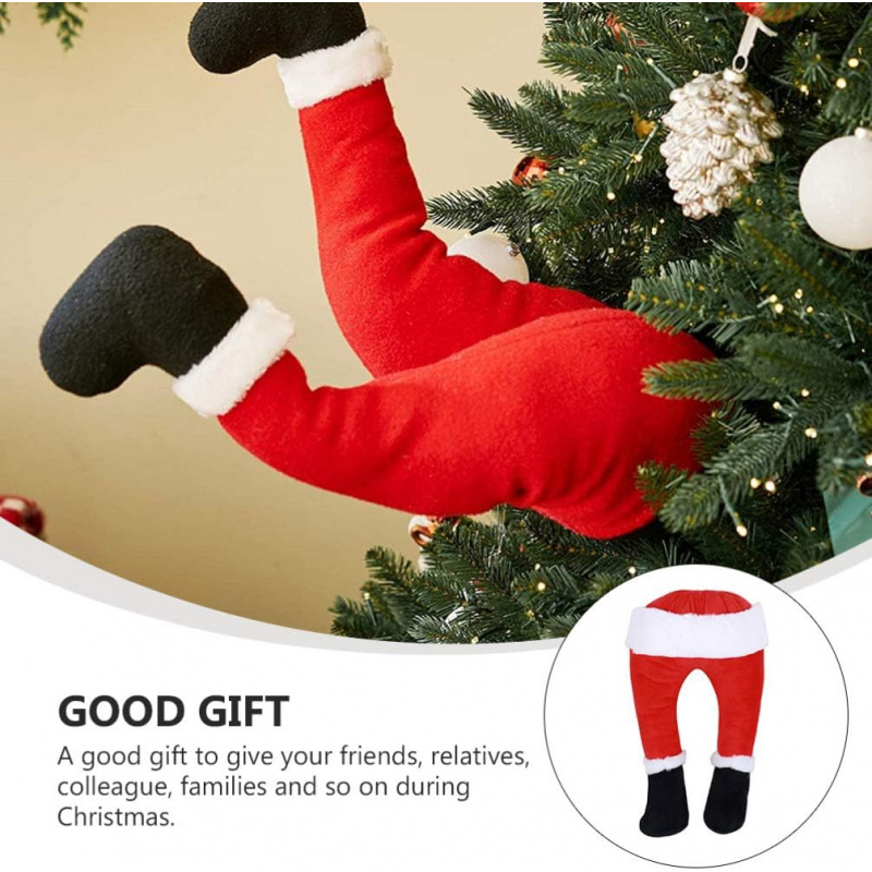 Filled Christmas Tree Topper, Christmas Santa Leg Decorations, Holiday Party Fireplace Ornaments